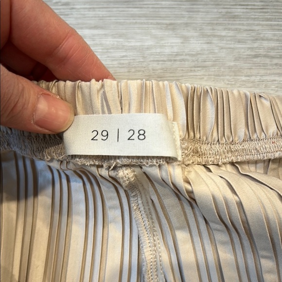 Cream Wide-Leg Pleated Dress Pants Size Large - Picture 4 of 9